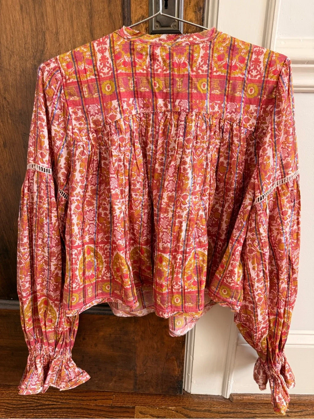Free People Pink and Gold Floral Boho Blouse - Picture 2 of 3